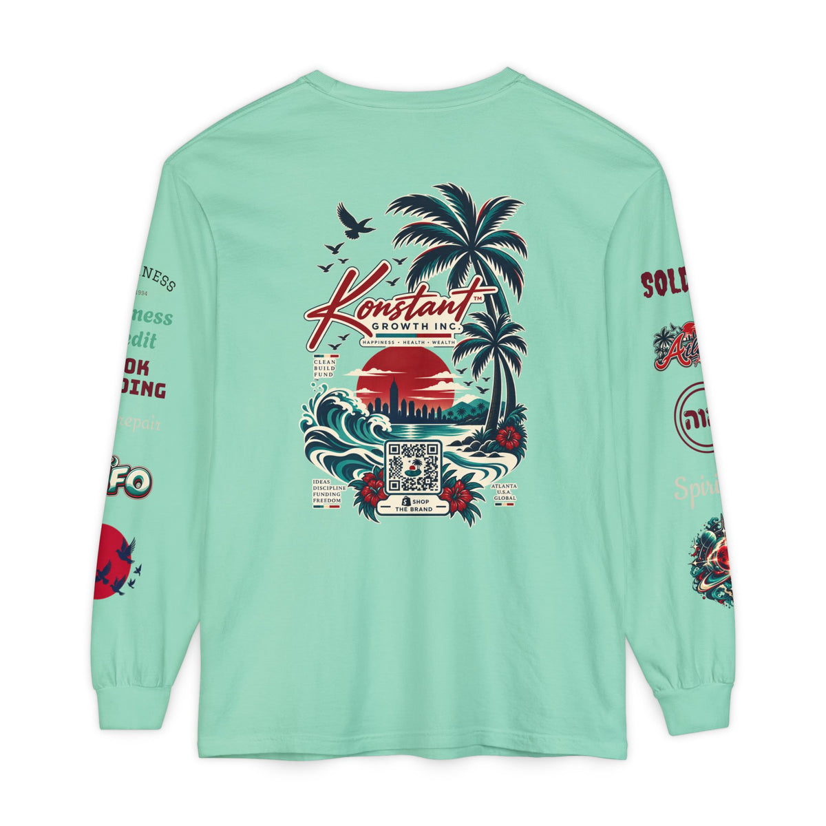 Konstant Growth Long Sleeve T-Shirt — Tropical Palm Surf Graphic Printify
