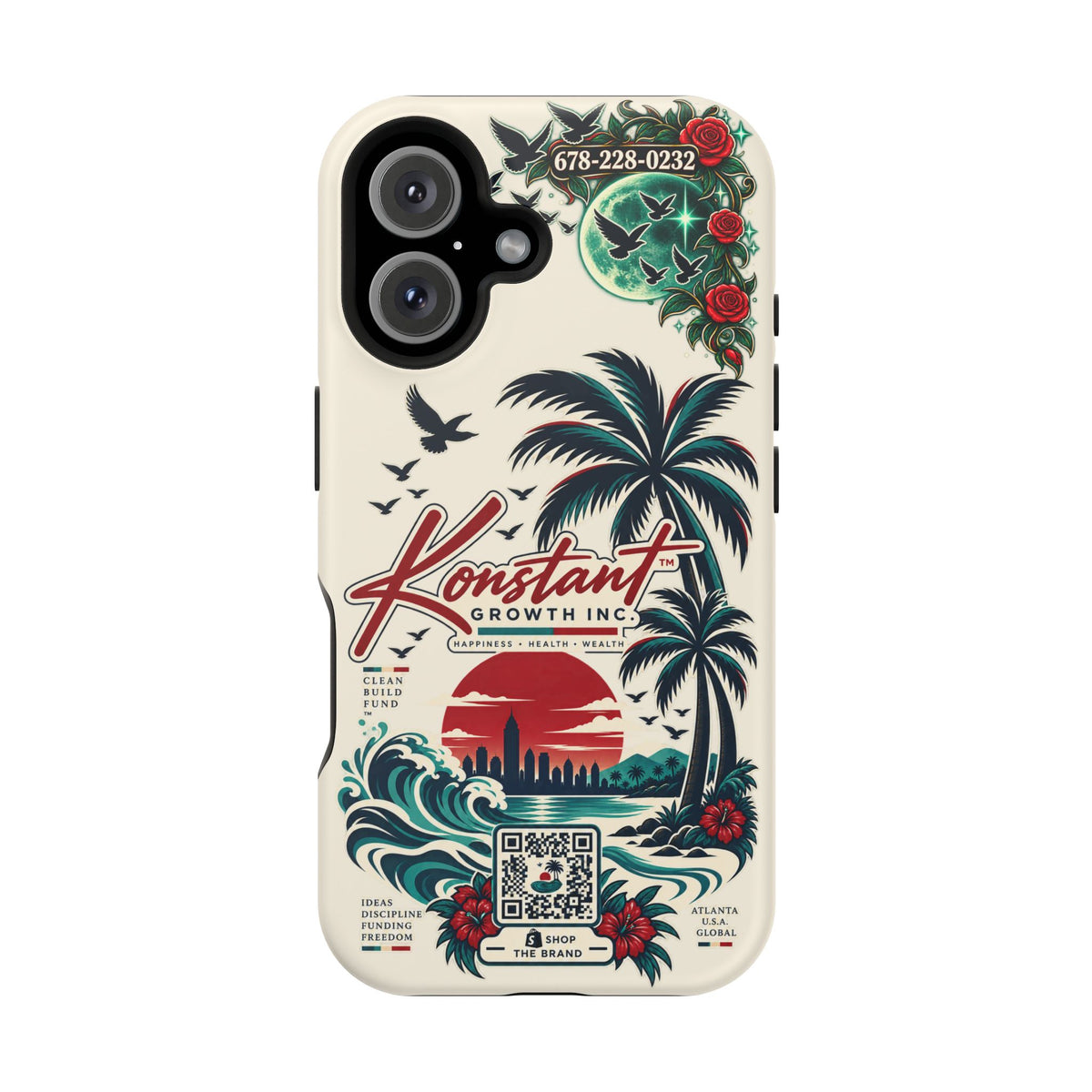 Tropical Palm Phone Case — "Konstant Growth Inc." Impact-Resistant Protective Case Printify