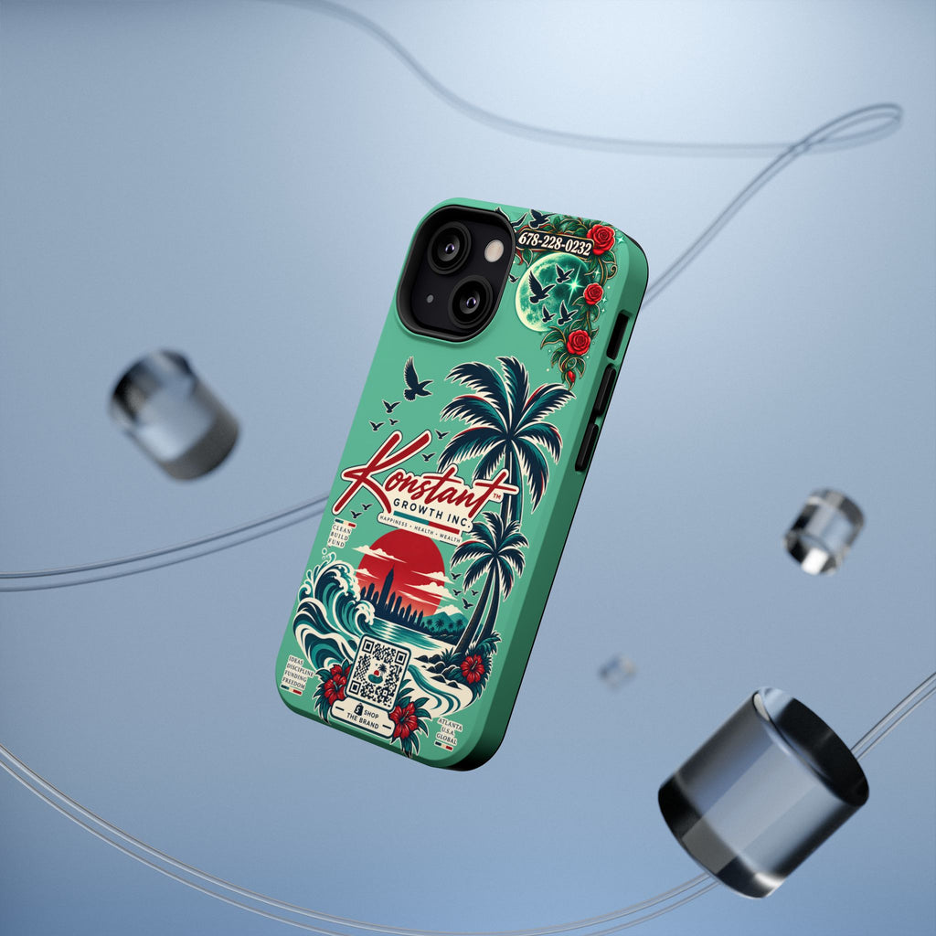 Tropical Palm Impact Phone Case — "Konstant Growth Inc." Retro Sunset Floral Design