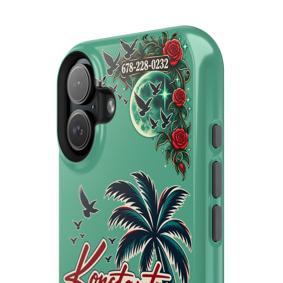 Tropical Palm Impact Phone Case — "Konstant Growth Inc." Retro Sunset Floral Design