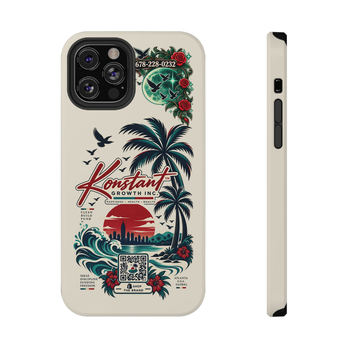 Tropical Palm Phone Case — "Konstant Growth Inc." Impact-Resistant Protective Case Printify
