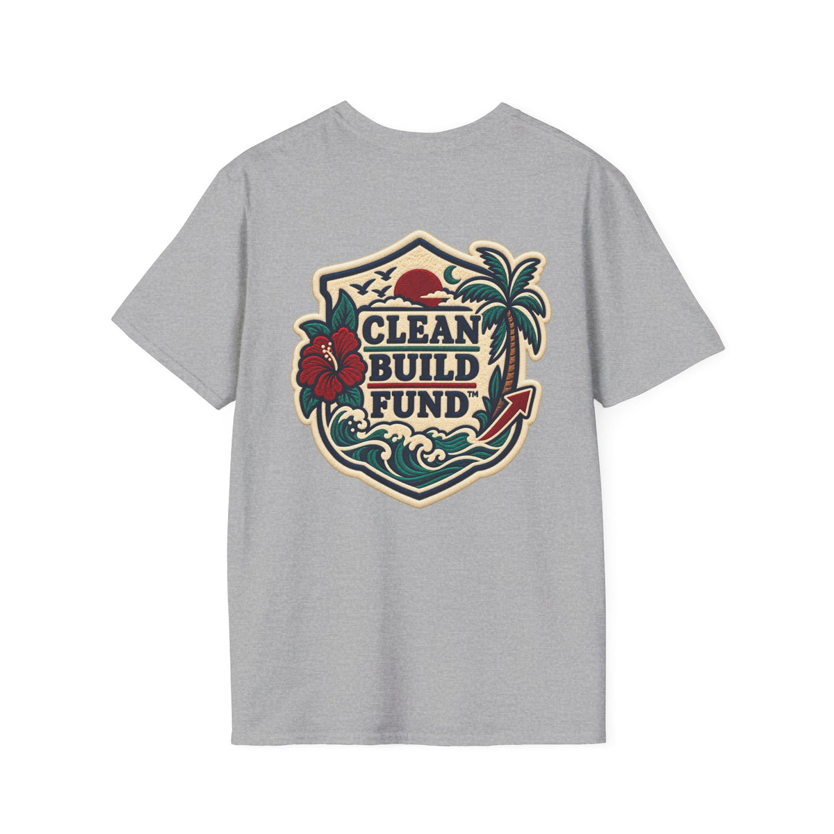Funding Surf Crest T-Shirt — "Clean Build Fund" Retro Beach Graphic Tee Printify