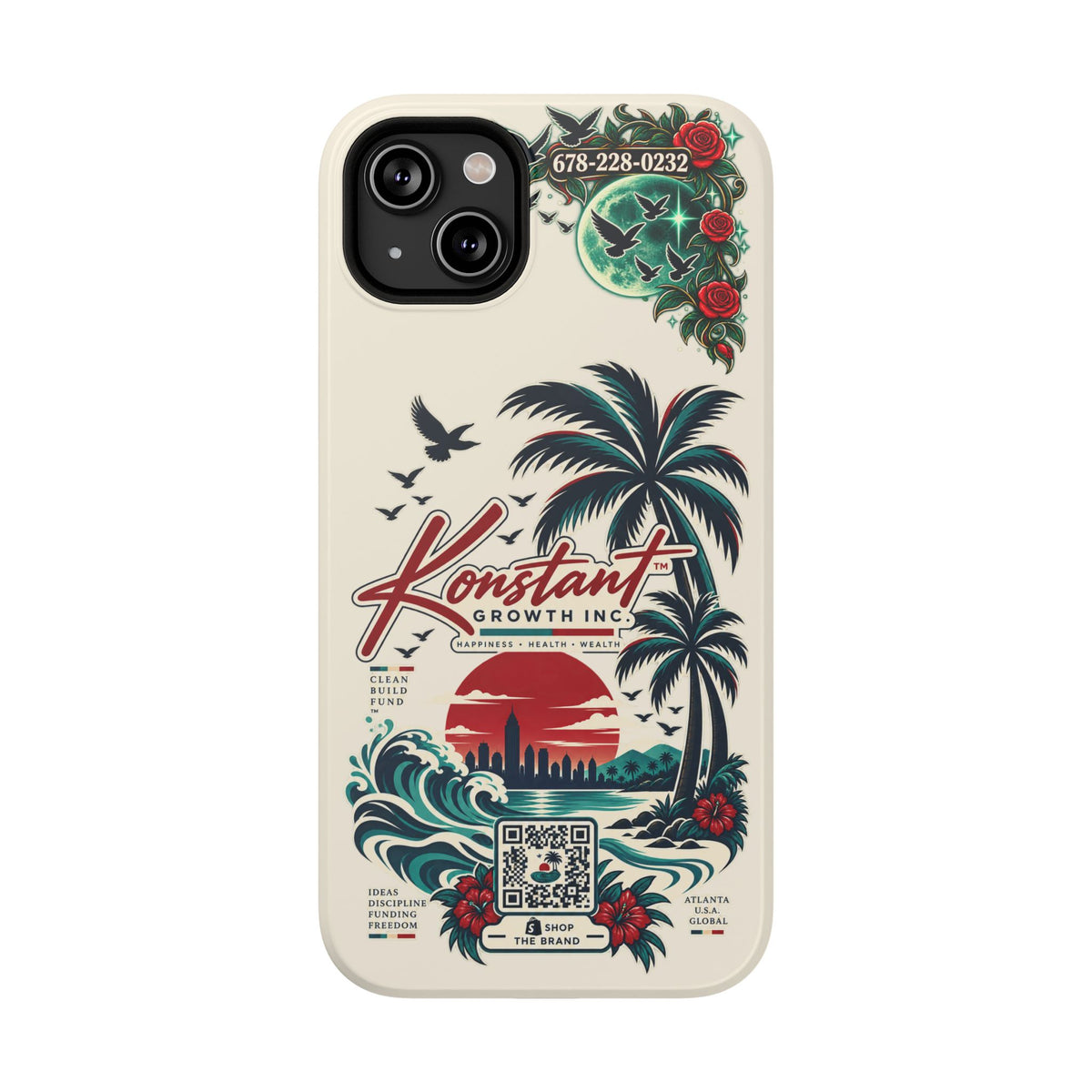 Tropical Palm Phone Case — "Konstant Growth Inc." Impact-Resistant Protective Case Printify