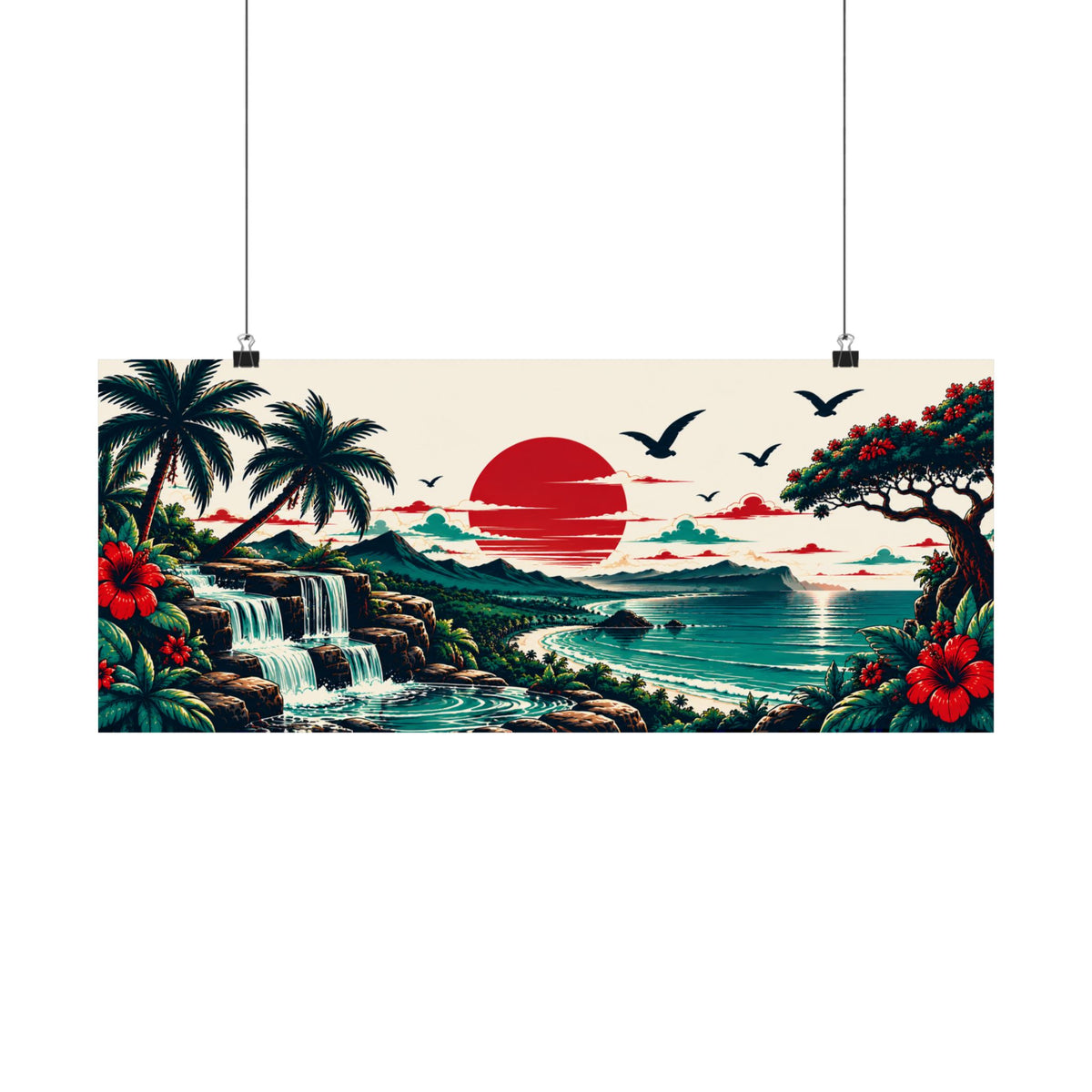 Tropical Sunset Beach Poster Printify