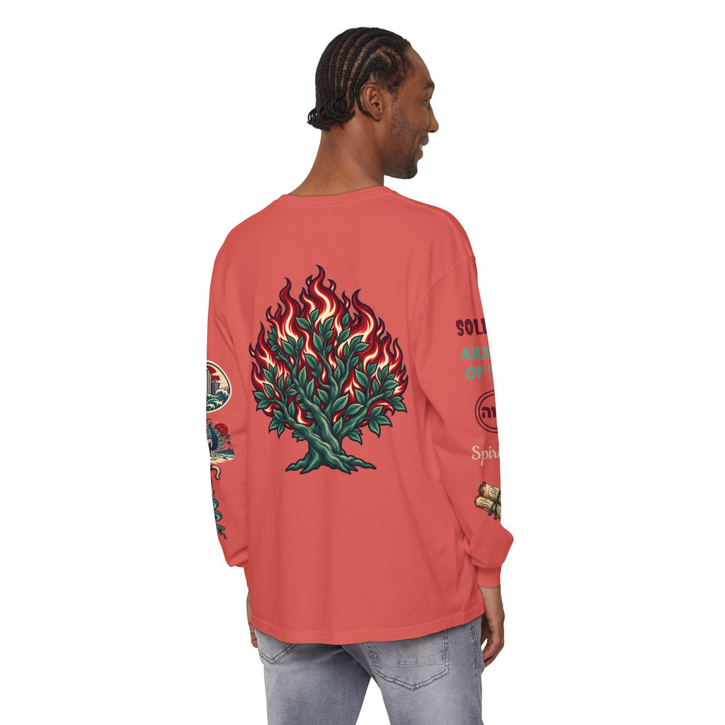 Long Sleeve Tee — "Konstant Growth" Spiritual Palm & Burning Bush Graphic