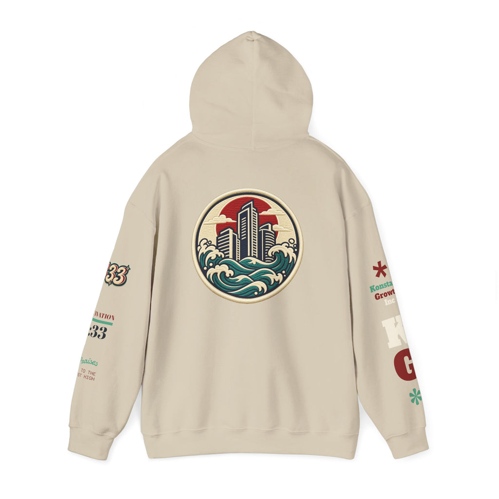 Build Cityscape Hoodie — Vintage Surf-Inspired 'BUILD' Graphic Pullover