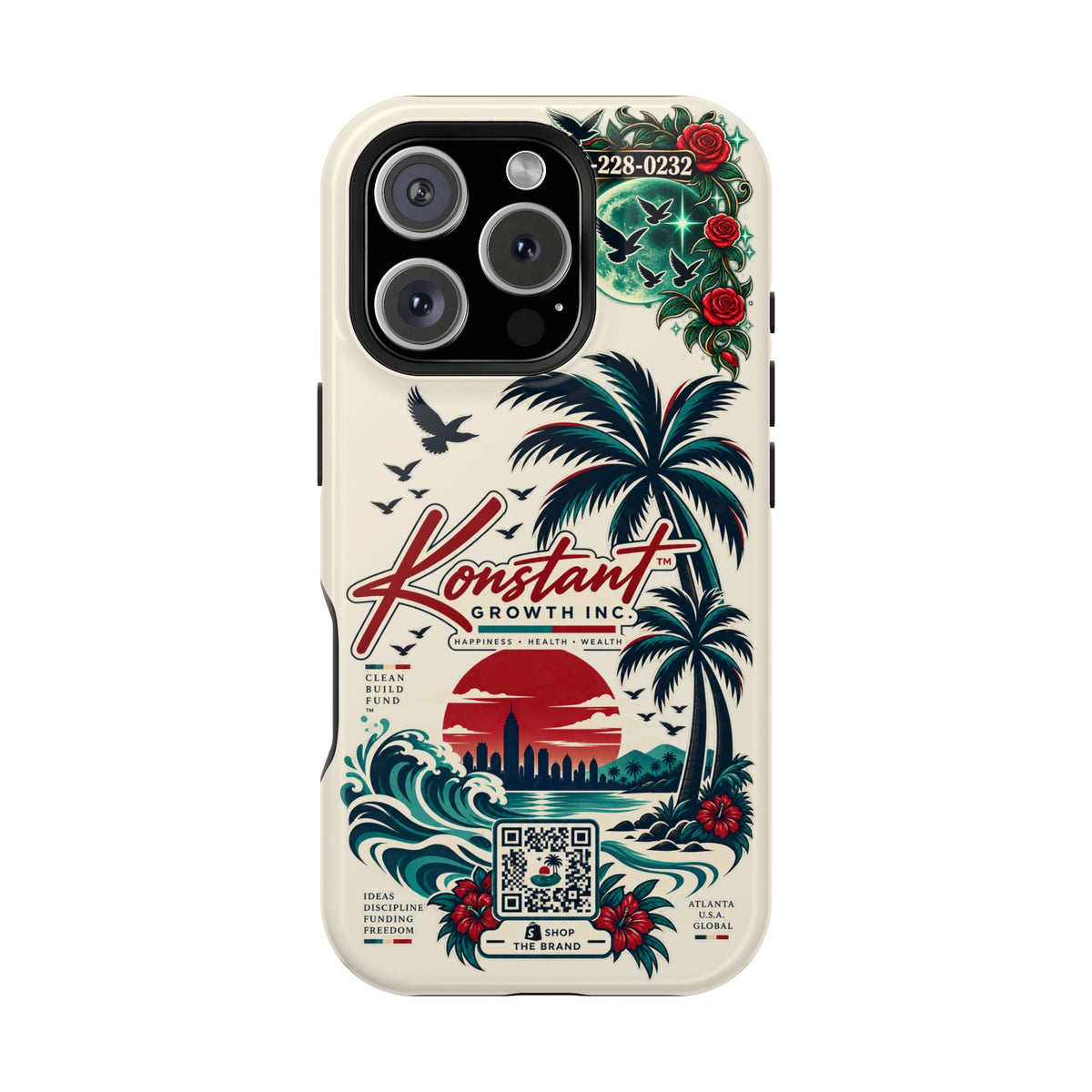 Tropical Palm Phone Case — "Konstant Growth Inc." Impact-Resistant Protective Case Printify