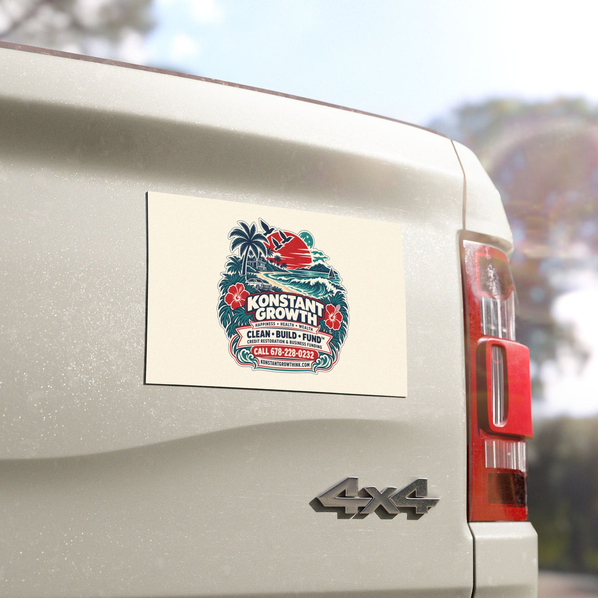 Car Magnet — "Konstant Growth Inc." Tropical Luxury Design (Happiness • Health • Wealth)