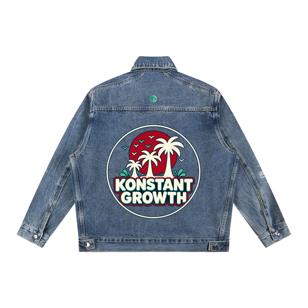 Vintage Wash Zip Up Denim Jacket ODMPOD