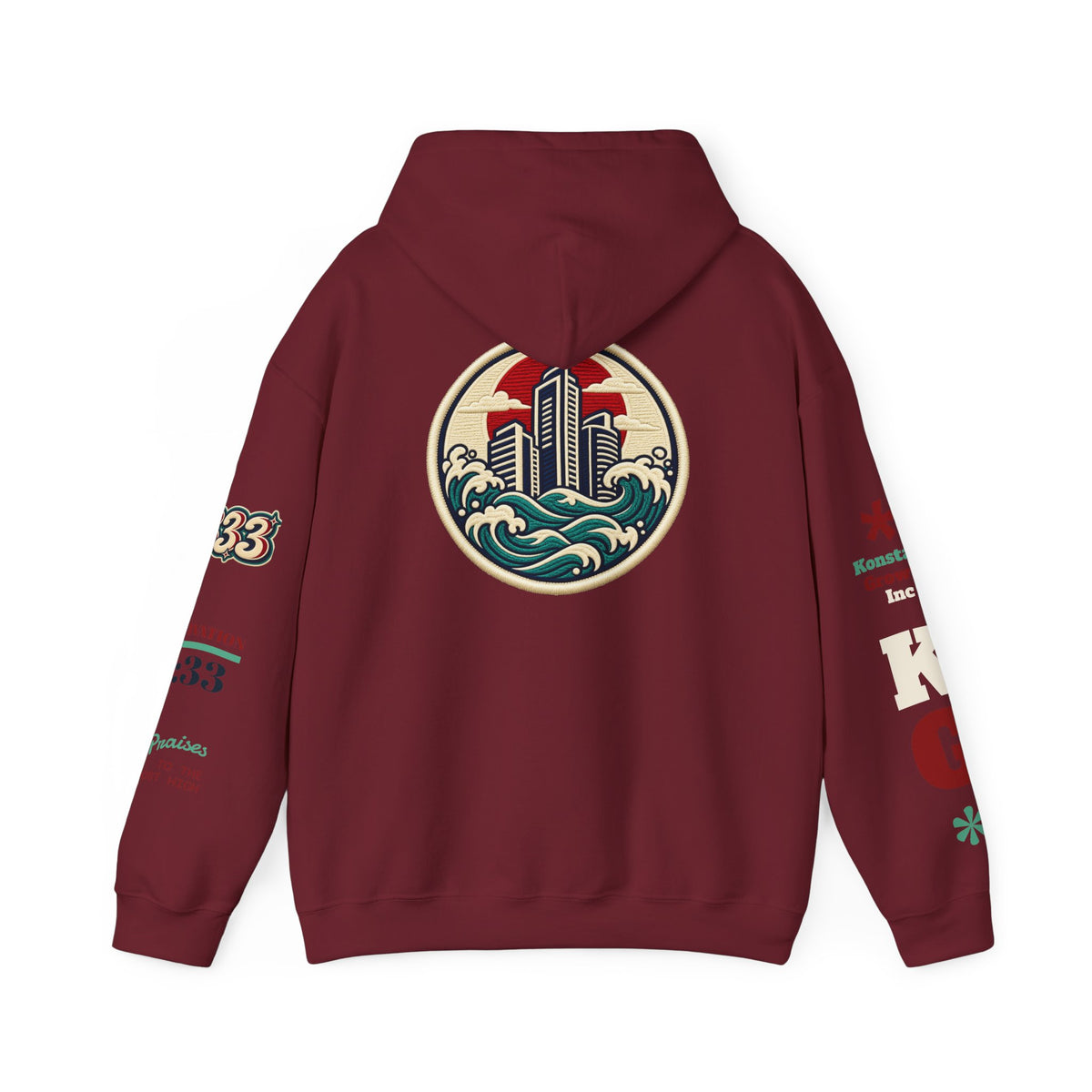 Build Cityscape Hoodie — Vintage Surf-Inspired 'BUILD' Graphic Pullover