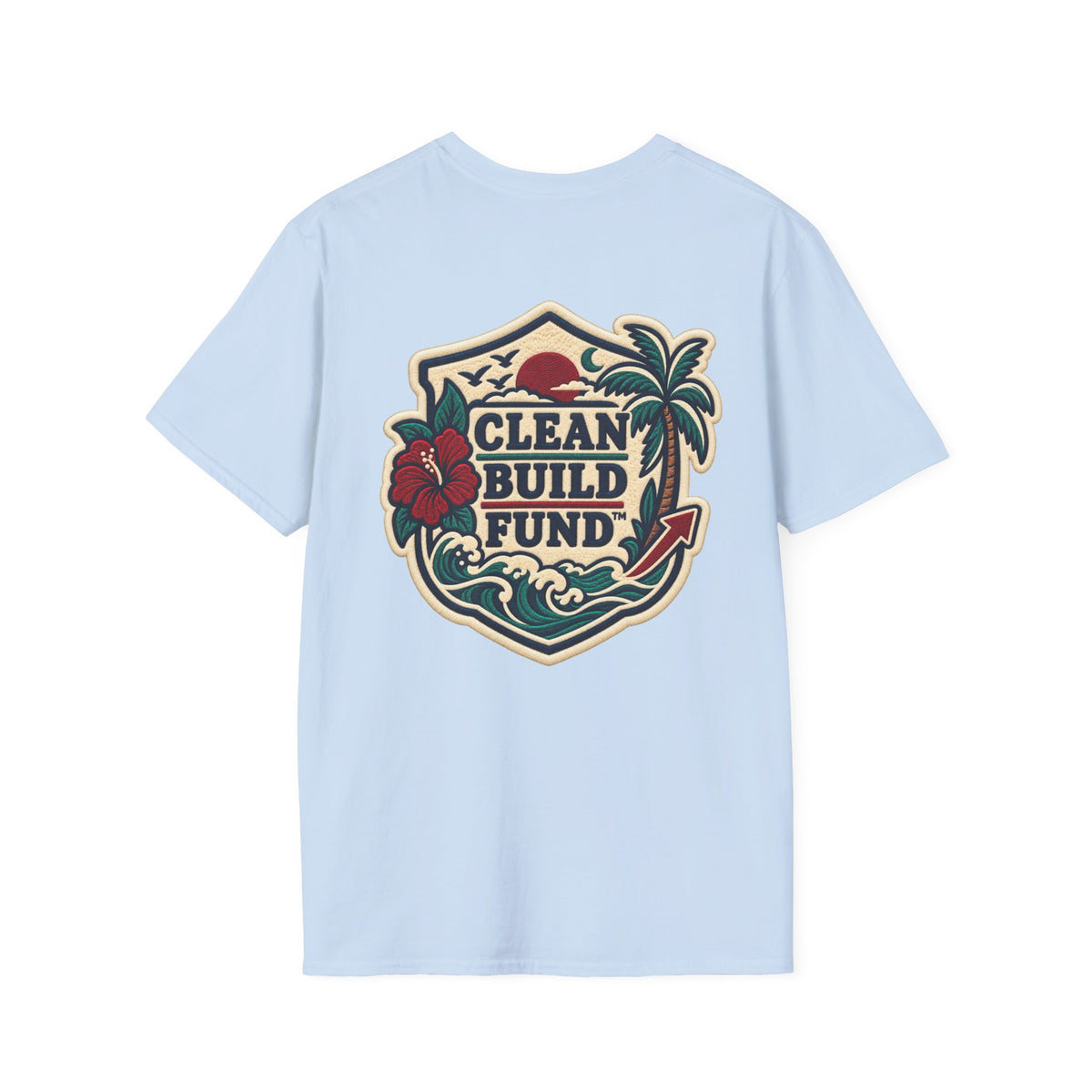 Funding Surf Crest T-Shirt — "Clean Build Fund" Retro Beach Graphic Tee