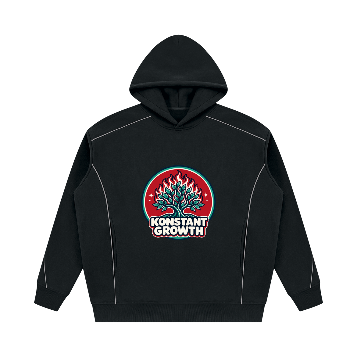 Konstant Growth Vintage — Unisex Oversized Piping Fleece Hoodie