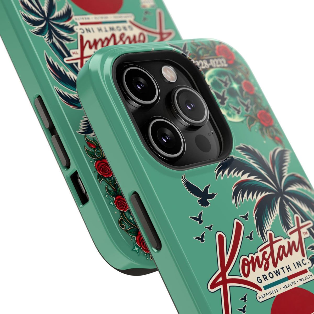 Tropical Palm Impact Phone Case — "Konstant Growth Inc." Retro Sunset Floral Design