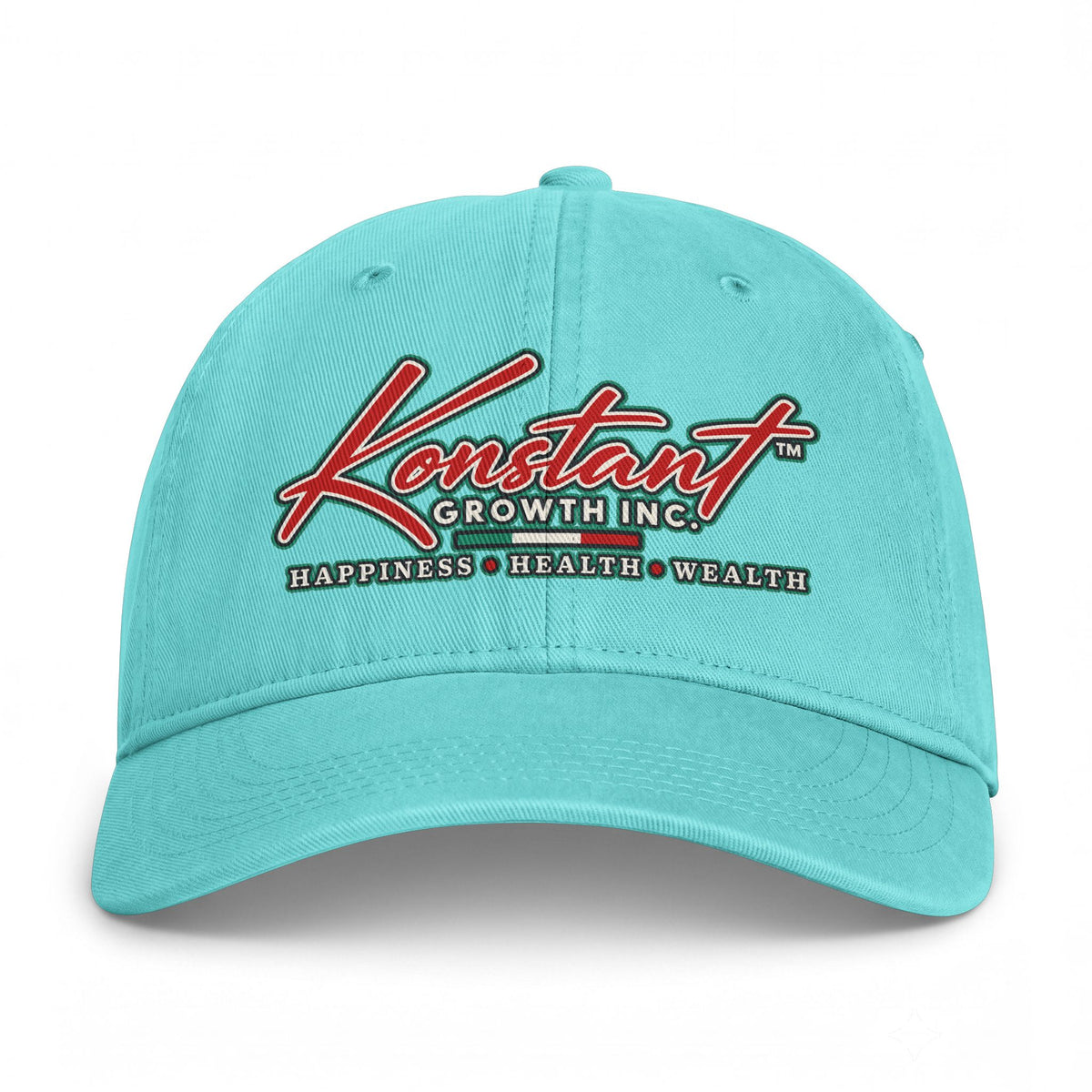 Konstant Growth Inc. Embroidered Baseball Cap — "Happiness • Health • Wealth" Printify