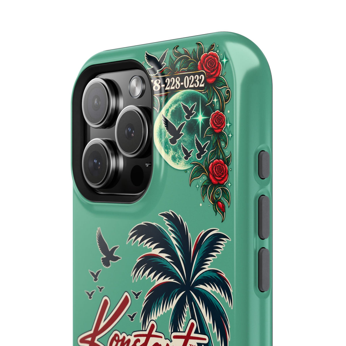 Tropical Palm Impact Phone Case — "Konstant Growth Inc." Retro Sunset Floral Design