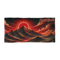 Red Solar Wave Mountain Beach Towel | Sunset Surf Landscape