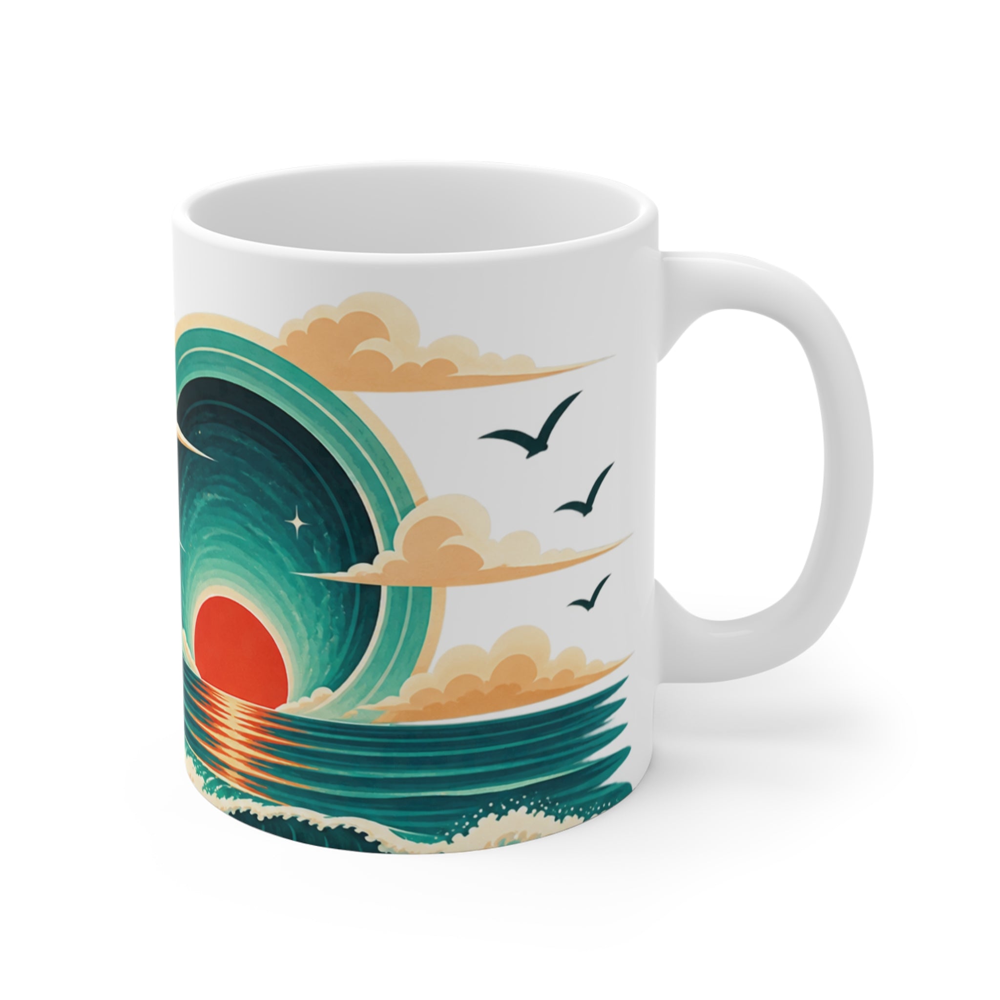 Tropical Sunset Beach Mug | CEO Morning Routine Coffee Cup, Palm Tree Ocean Wave Gift