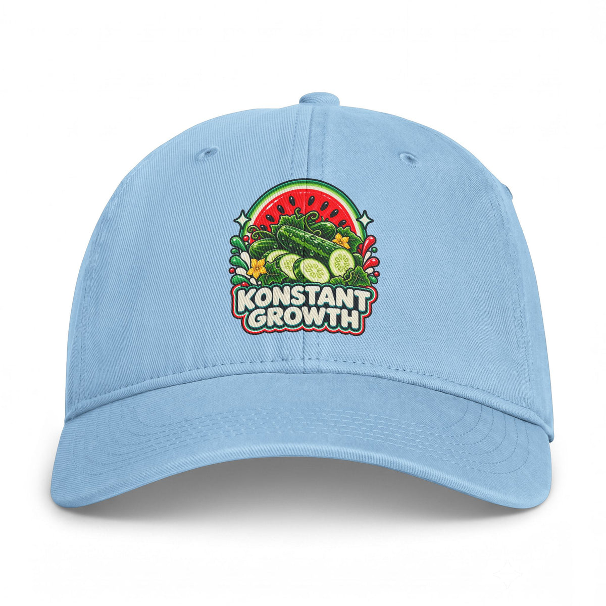 Embroidered 'Konstant Growth' Fruit Patch Cap — Washed Coastal Dad Hat Printify