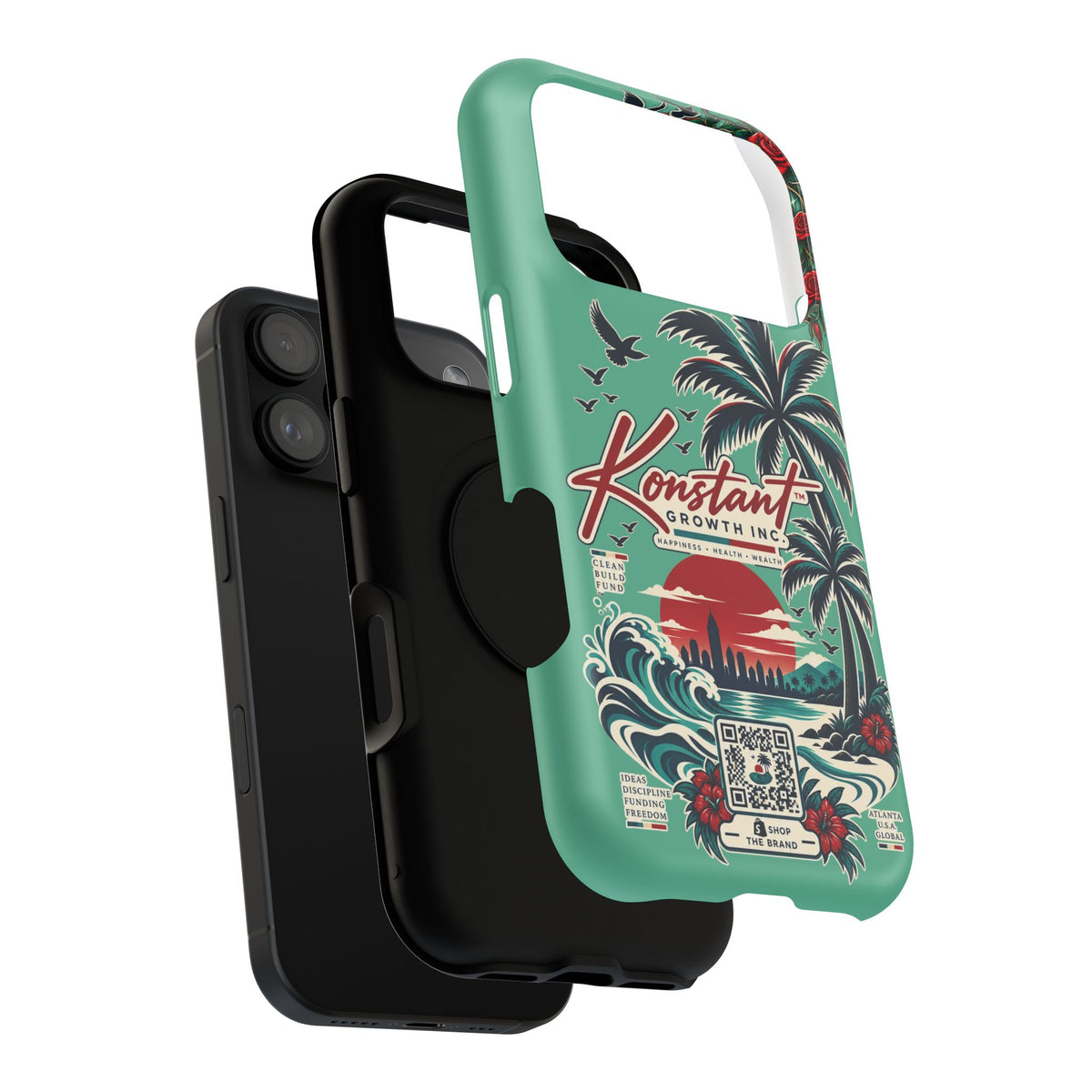Tropical Palm Impact Phone Case — "Konstant Growth Inc." Retro Sunset Floral Design