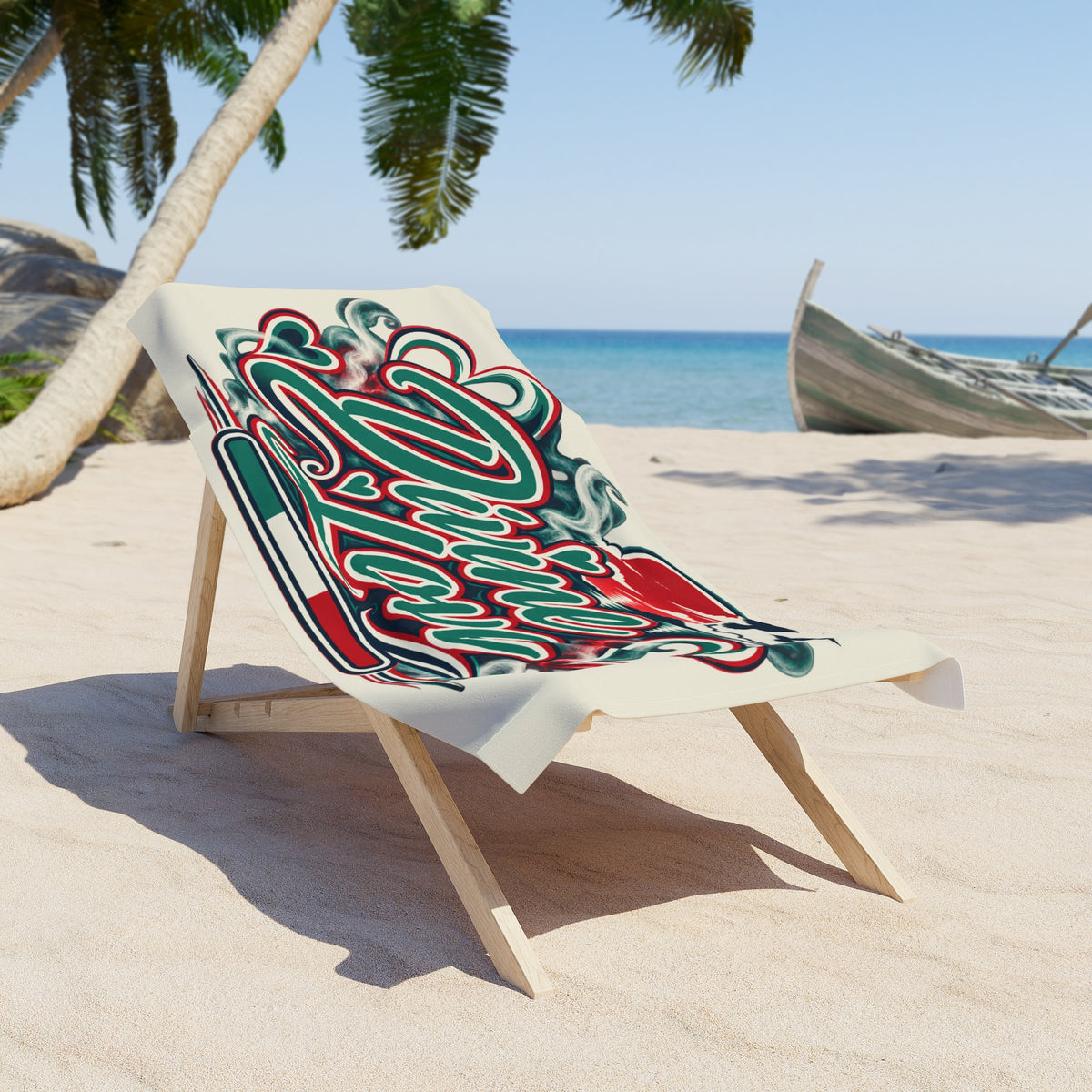 Divine Love Beach Towel — Retro Script Sunset Hearts Design