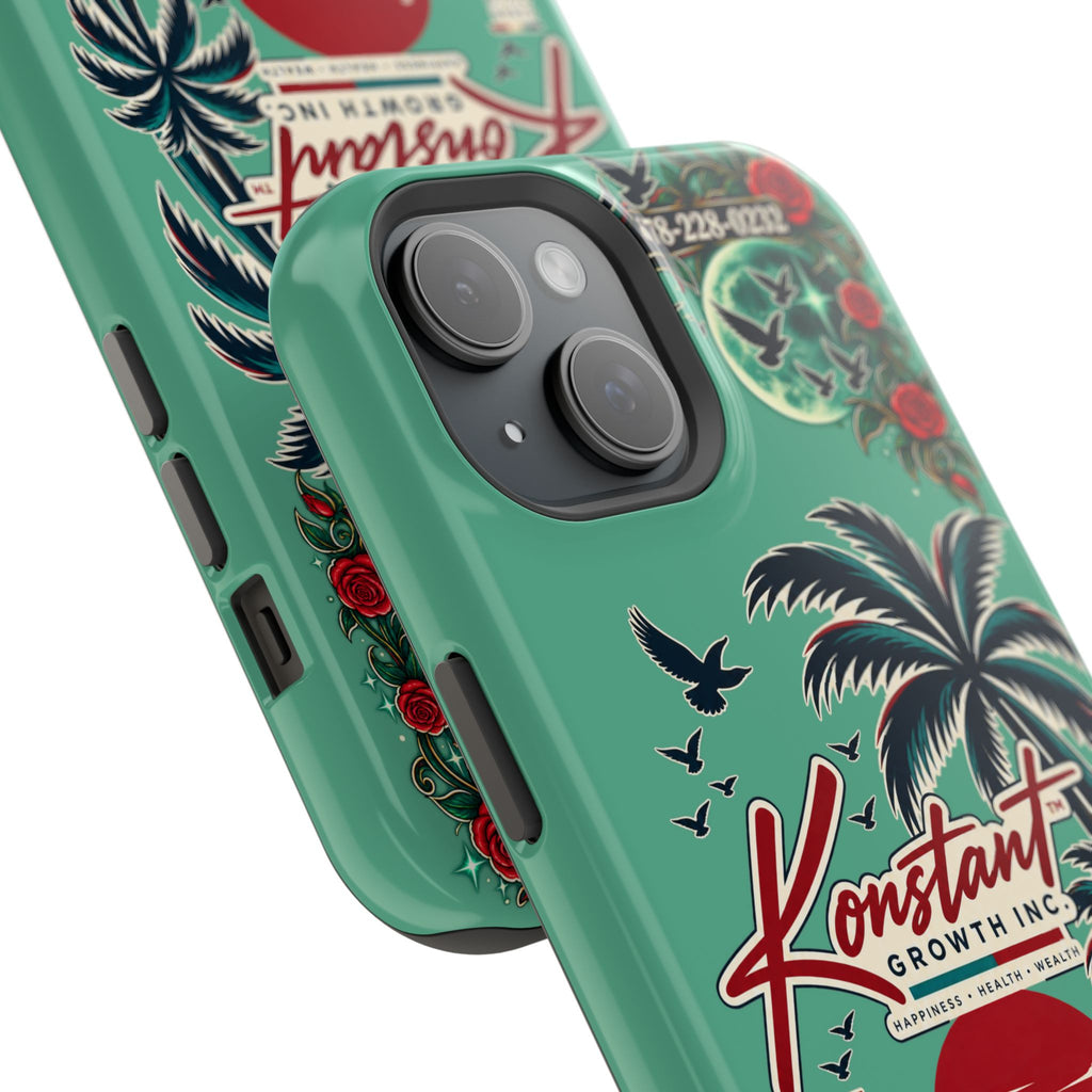 Tropical Palm Impact Phone Case — "Konstant Growth Inc." Retro Sunset Floral Design