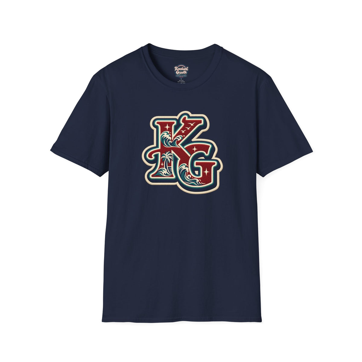 Eclipse Crest T-Shirt — Vintage Floral KG Logo Printify