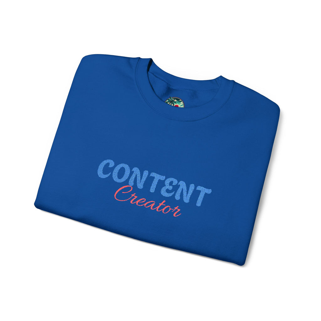 Content Creator Sweatshirt | Embroidered Script Logo, White Crewneck