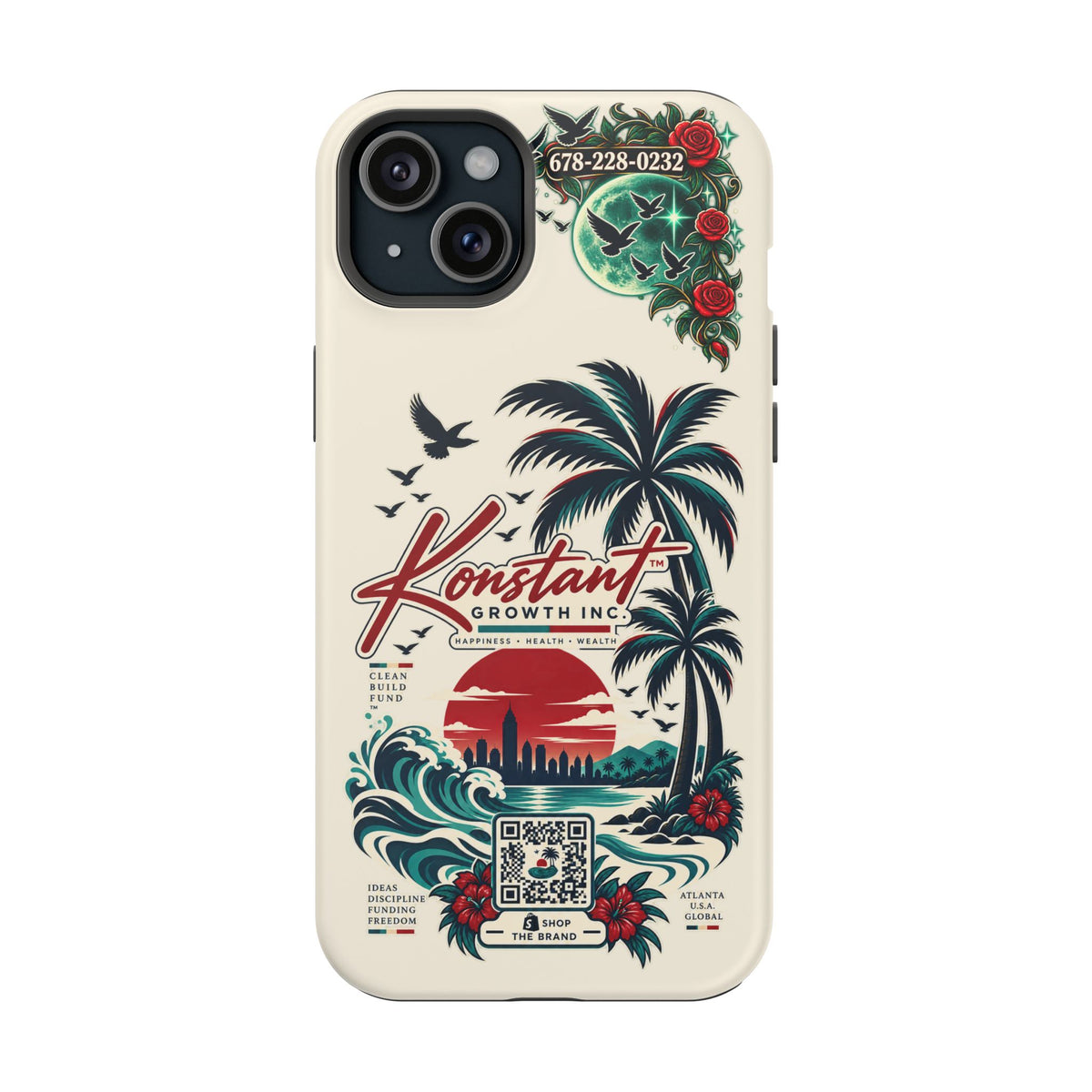 Tropical Palm Phone Case — "Konstant Growth Inc." Impact-Resistant Protective Case Printify