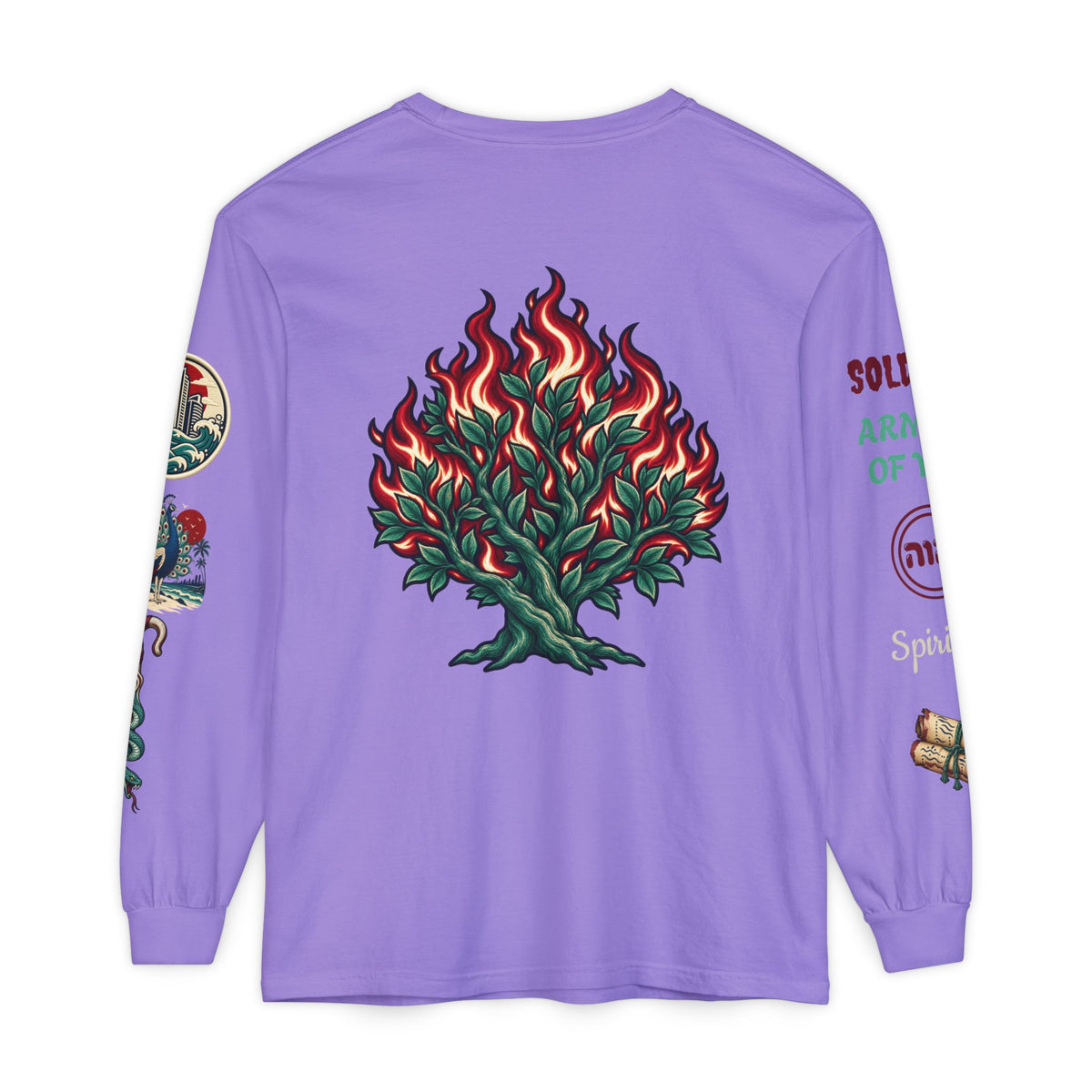 Long Sleeve Tee — "Konstant Growth" Spiritual Palm & Burning Bush Graphic Printify