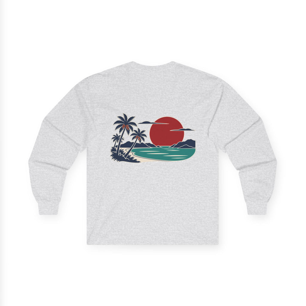 Konstant Growth Script Long Sleeve Tee | Retro Palm Sunset Beach Graphic