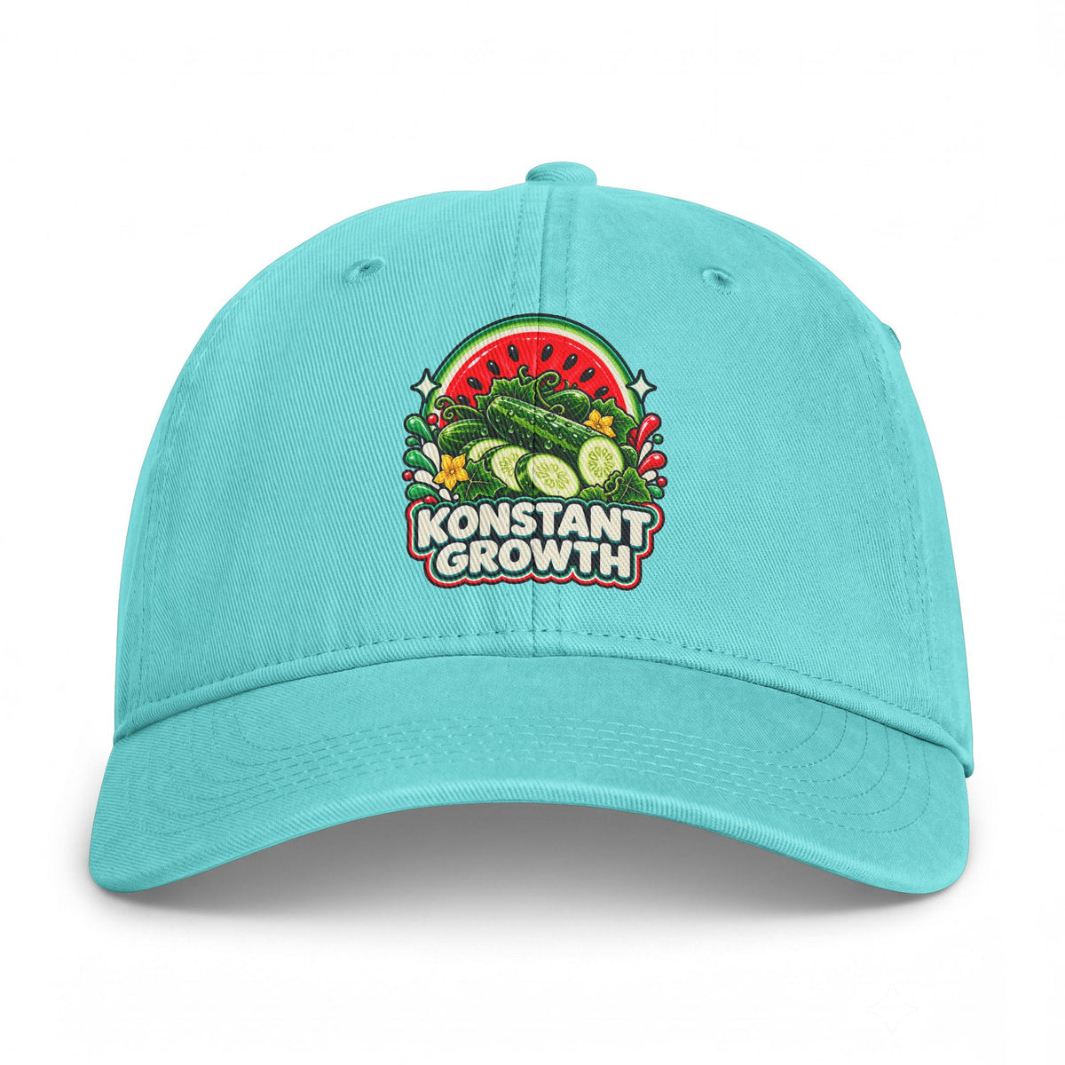 Embroidered 'Konstant Growth' Fruit Patch Cap — Washed Coastal Dad Hat Printify