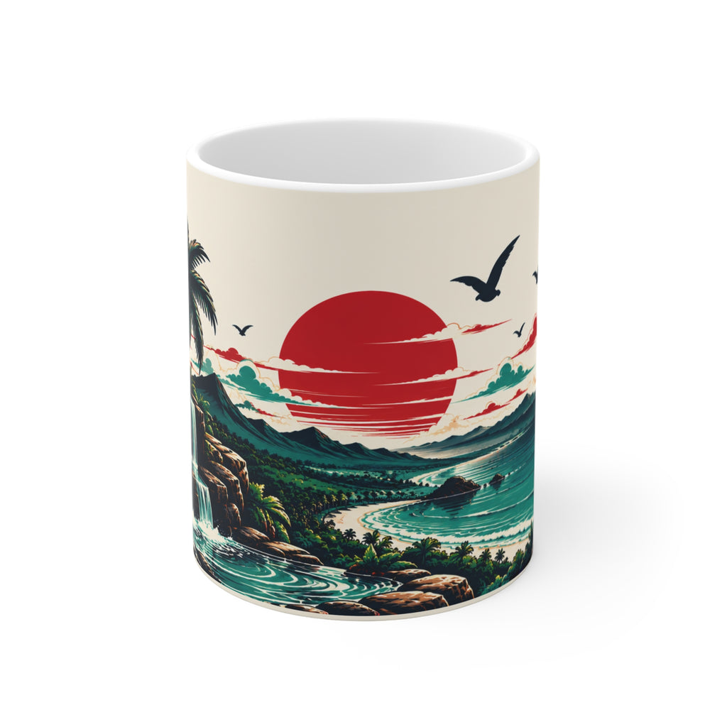 Tropical Sunset Scenic Mug — Hawaiian Beach Landscape Coffee Cup