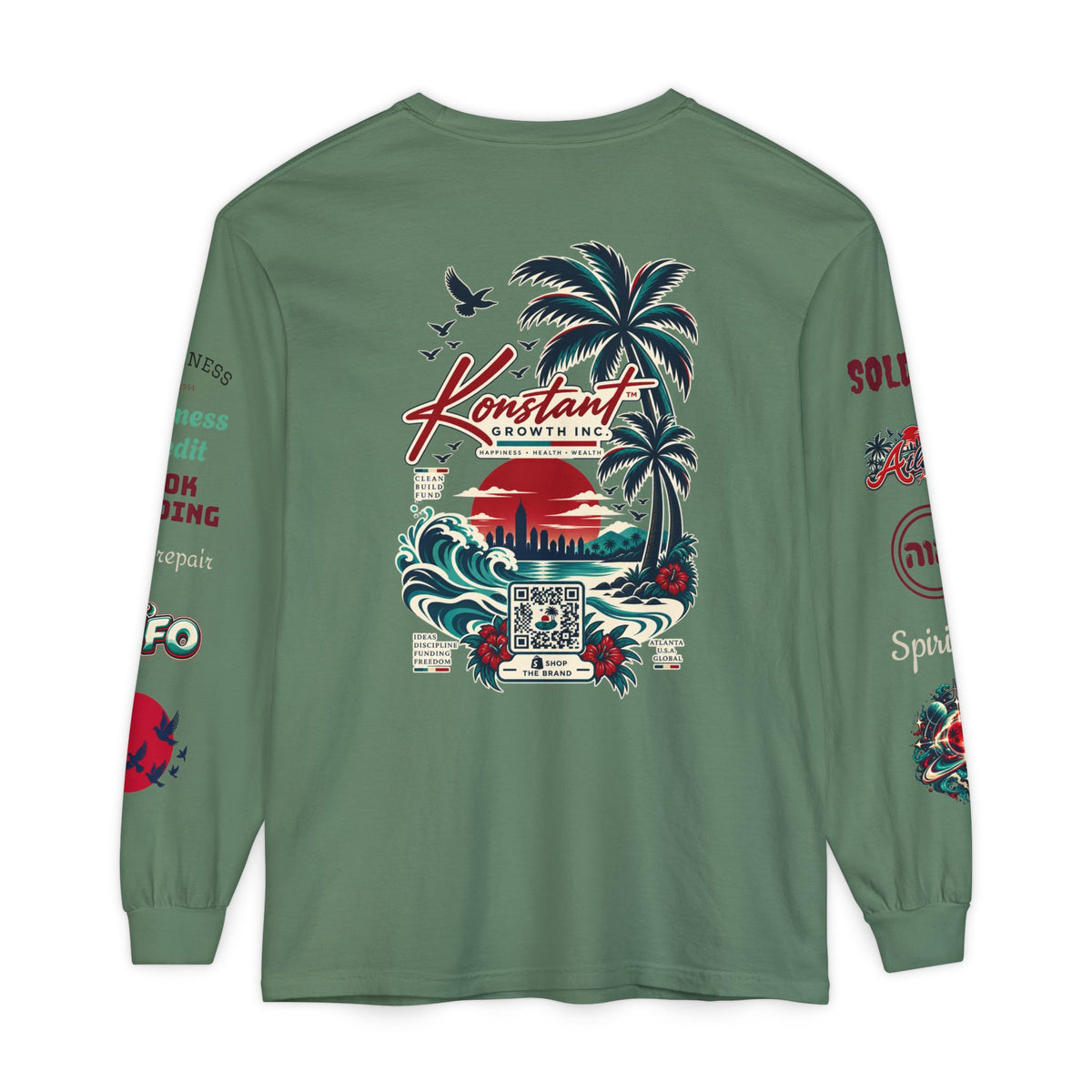 Konstant Growth Long Sleeve T-Shirt — Tropical Palm Surf Graphic Printify