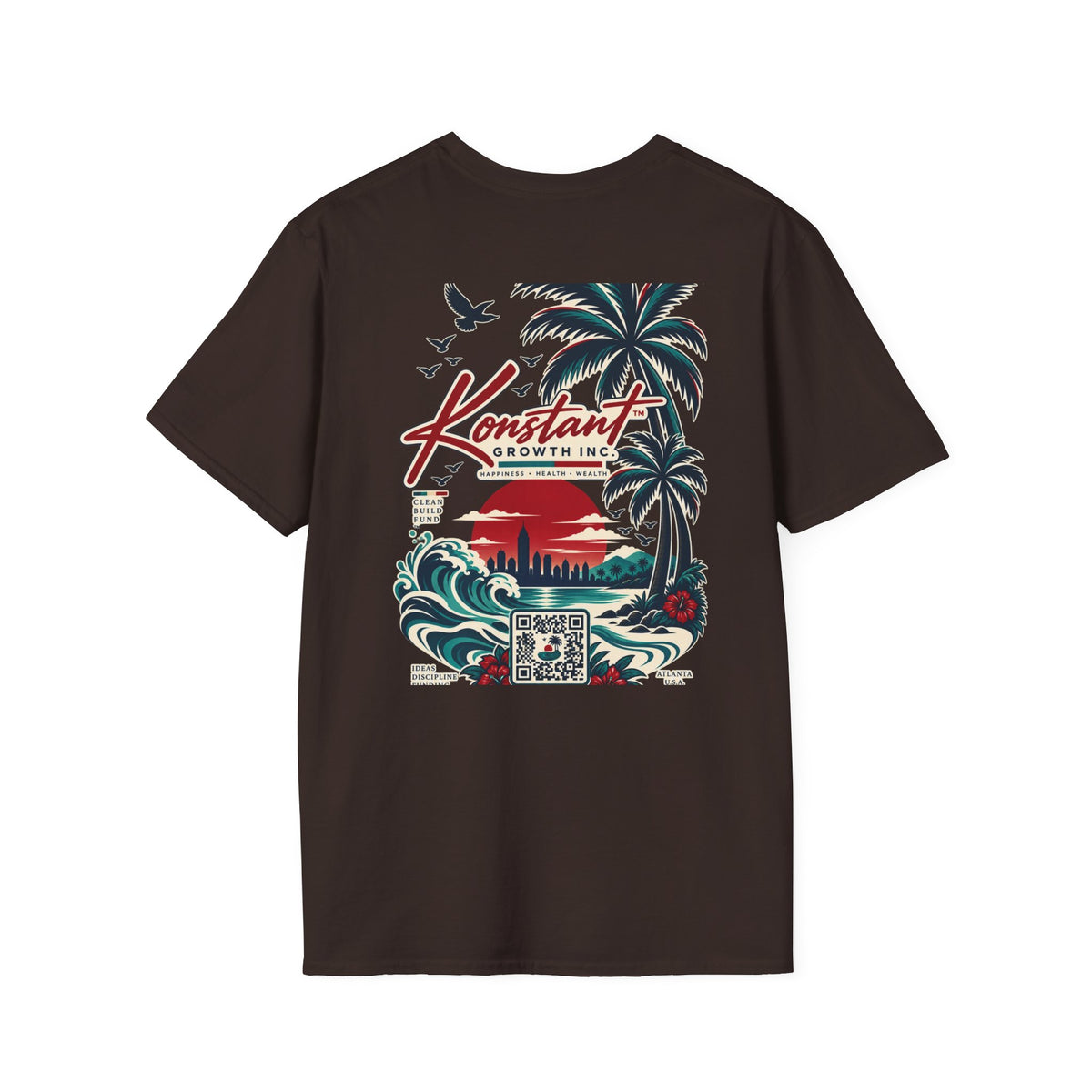 Konstant Growth Beach Graphic T-Shirt — Retro Palm Sunset Surf Design