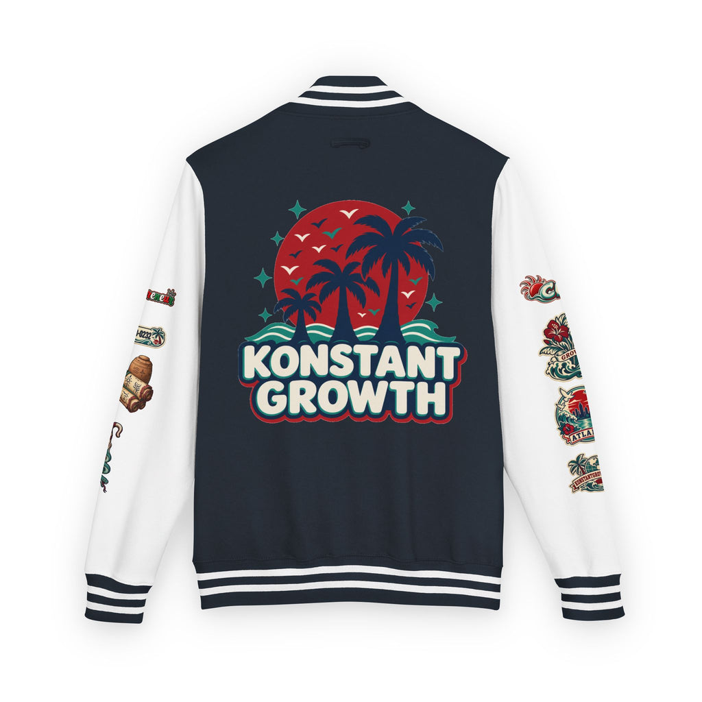 Letterman Jacket — "Konstant Growth" Palm Graphic with "Happiness Health Wealth" Chest Patch