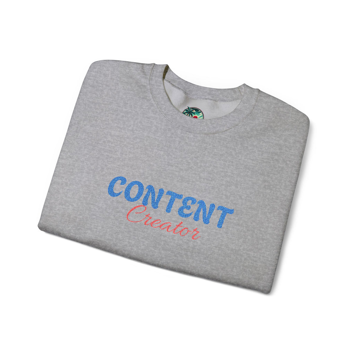 Content Creator Sweatshirt | Embroidered Script Logo, White Crewneck