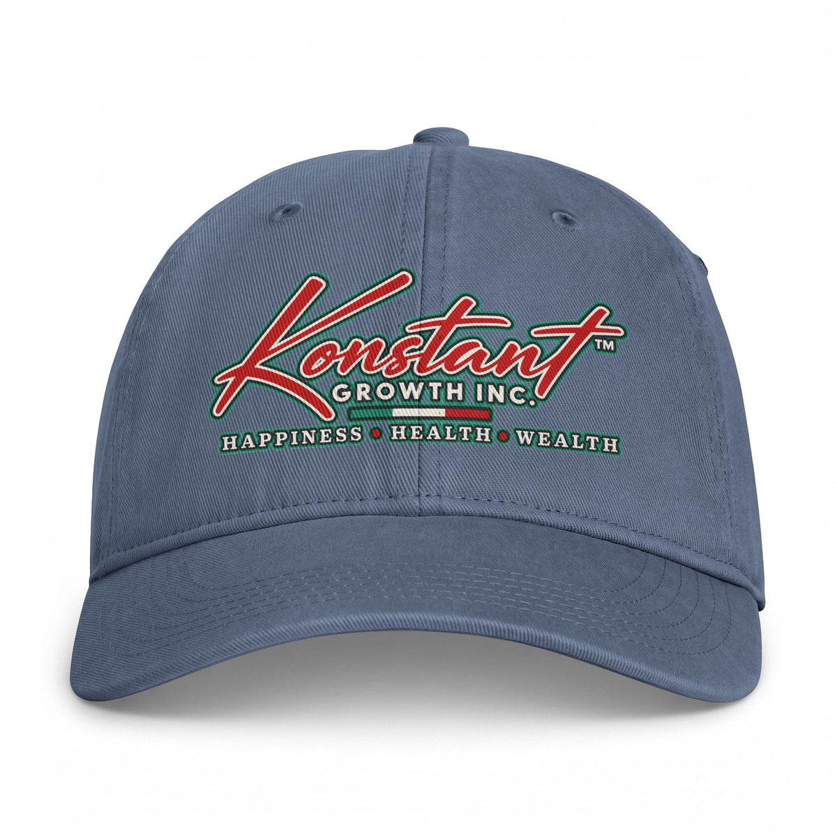 Konstant Growth Inc. Embroidered Baseball Cap — "Happiness • Health • Wealth" Printify