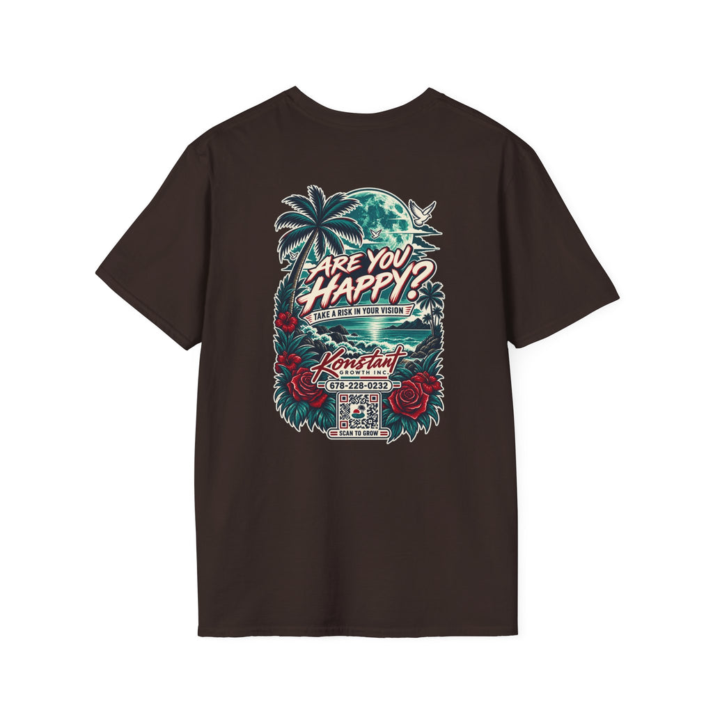 Are You Happy? Graphic T-Shirt — Konstant Growth Retro Tropical Design