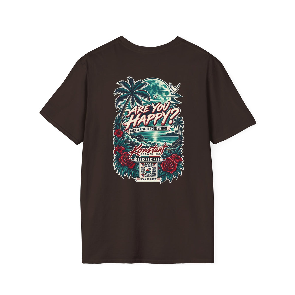 Are You Happy? Graphic T-Shirt — Konstant Growth Retro Tropical Design