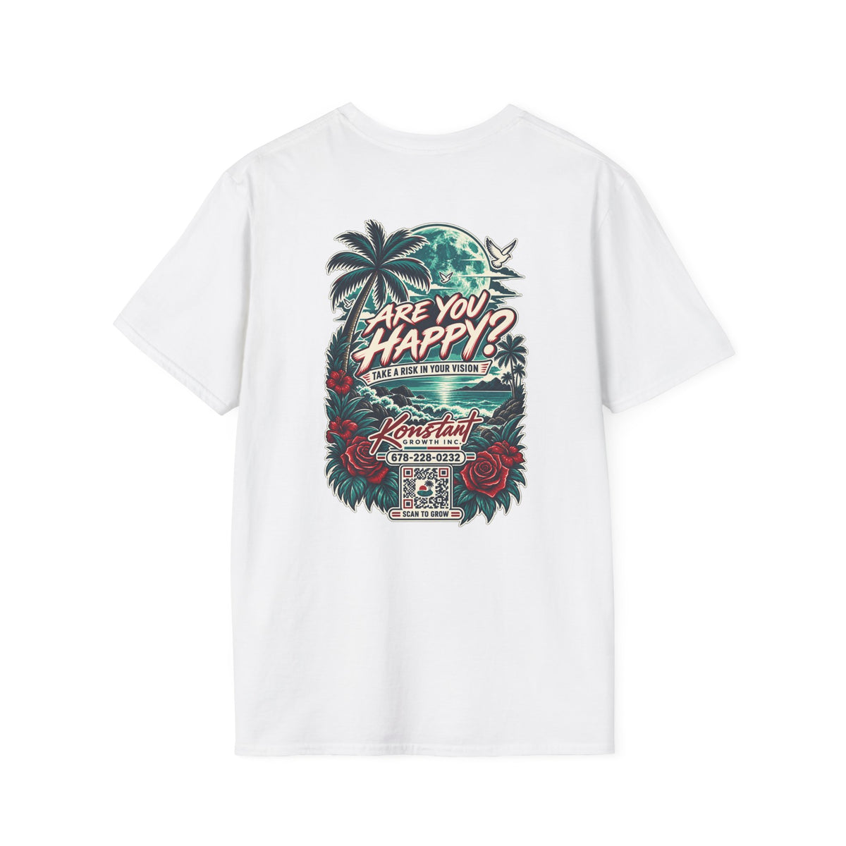 Are You Happy? Graphic T-Shirt — Konstant Growth Retro Tropical Design