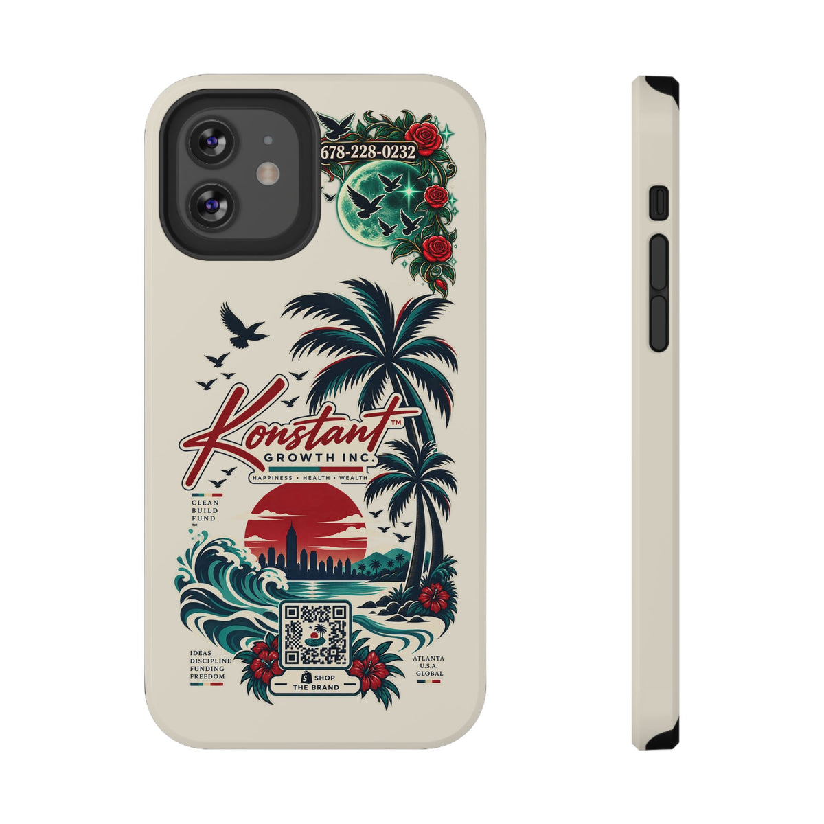 Tropical Palm Phone Case — "Konstant Growth Inc." Impact-Resistant Protective Case Printify