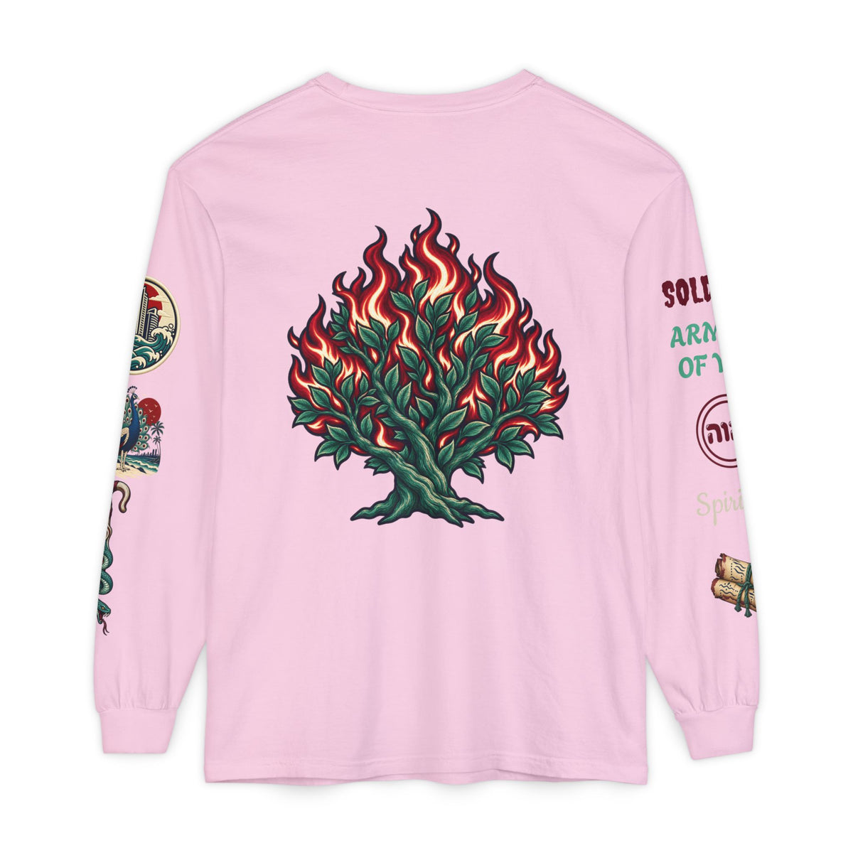 Long Sleeve Tee — "Konstant Growth" Spiritual Palm & Burning Bush Graphic Printify