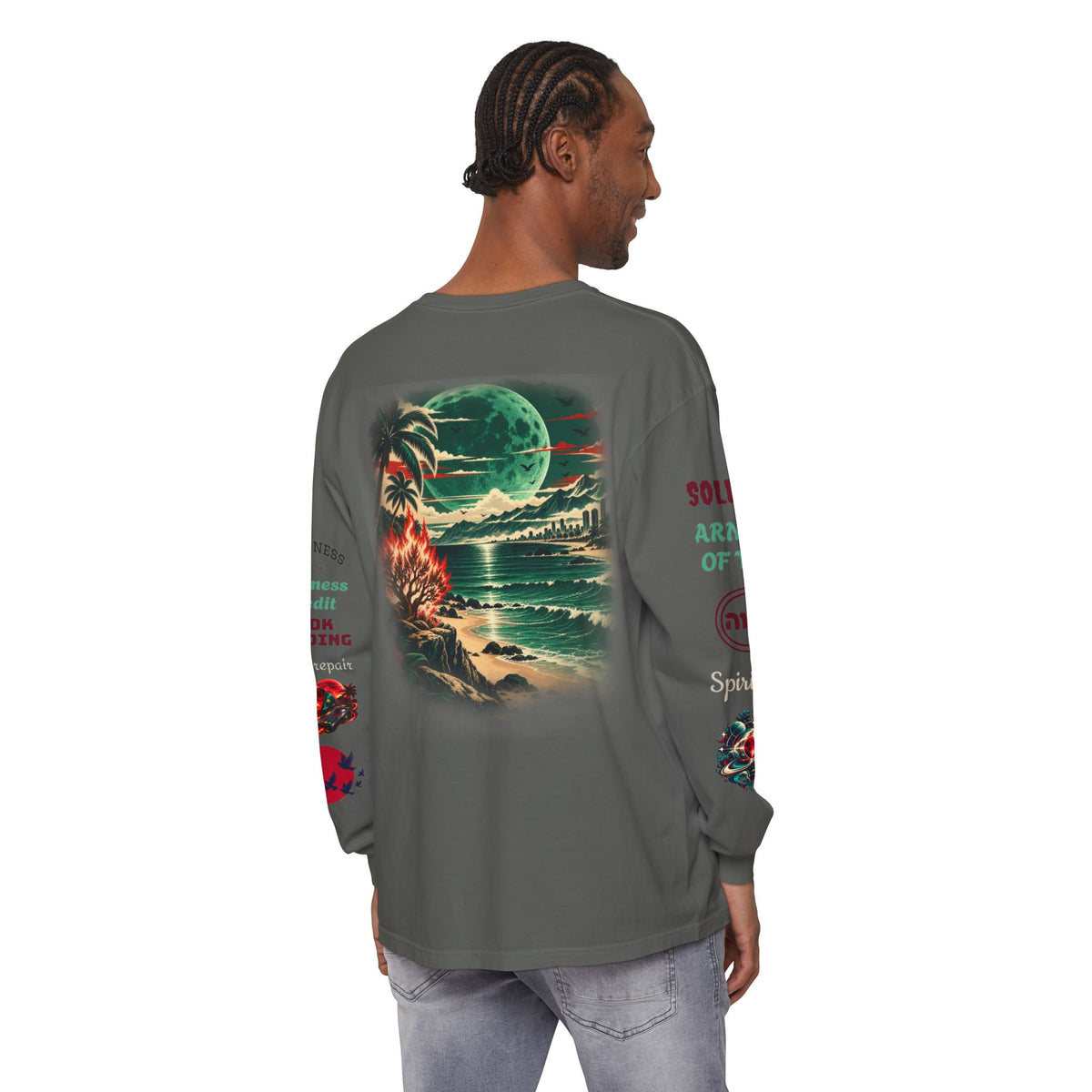 Konstant Growth Inc. Long Sleeve Tee — Tropical Moon Beach Graphic