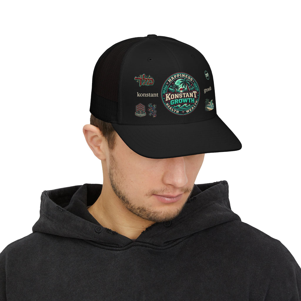 Konstant Growth Trucker Cap — Tropical Palm Patch Snapback