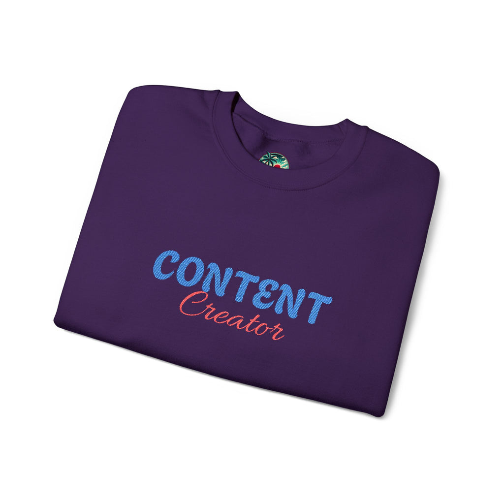 Content Creator Sweatshirt | Embroidered Script Logo, White Crewneck