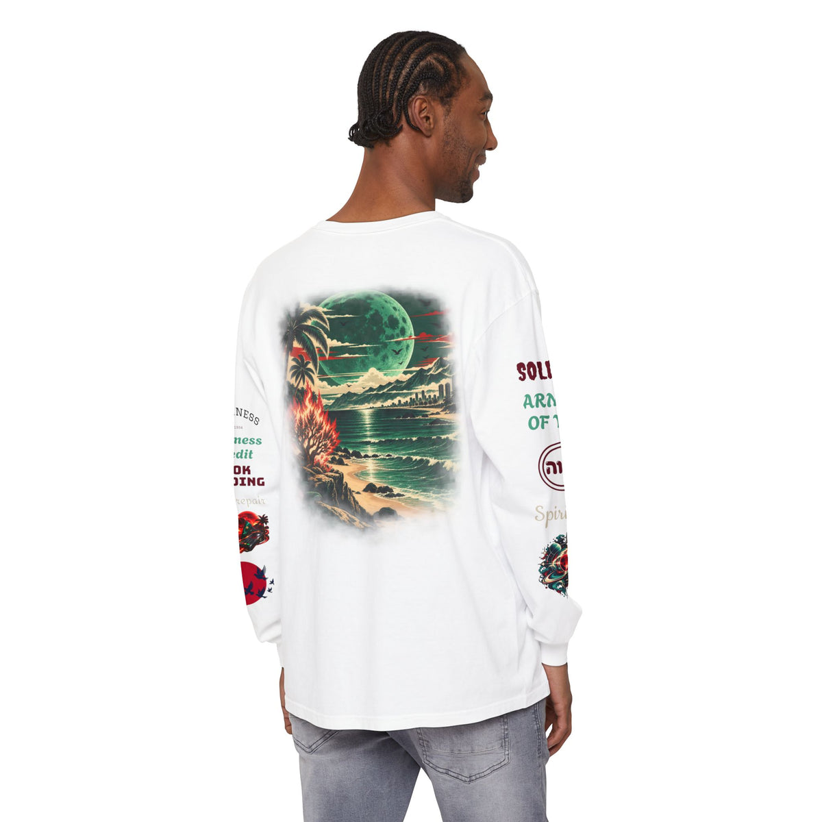 Konstant Growth Inc. Long Sleeve Tee — Tropical Moon Beach Graphic