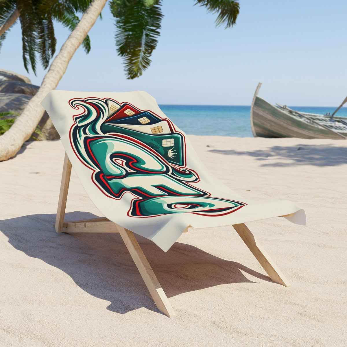 CFO Card Deck Beach Towel - Retro Casino Money Vibe