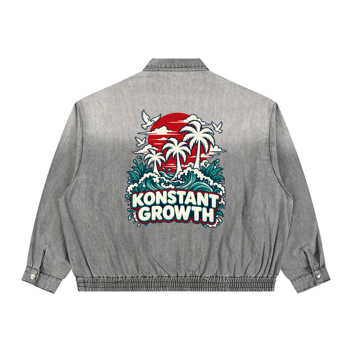 Unisex Vintage Wash Full-Zip Denim Jacket ODMPOD