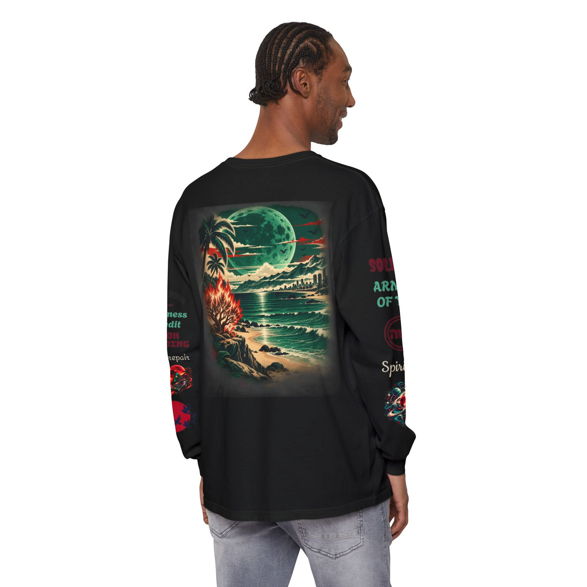 Konstant Growth Inc. Long Sleeve Tee — Tropical Moon Beach Graphic