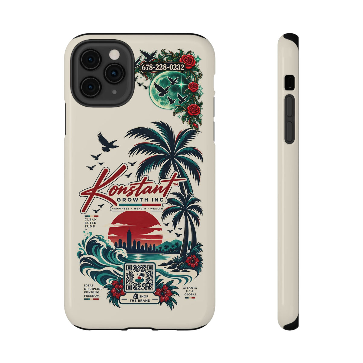 Tropical Palm Phone Case — "Konstant Growth Inc." Impact-Resistant Protective Case Printify